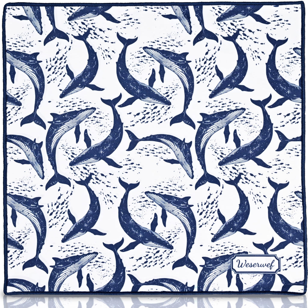 WESERWEF Design Microfiber Glasses Cleaning Cloth – 12 x 12 in Ultra-Soft & Scratch-Free (Whales)