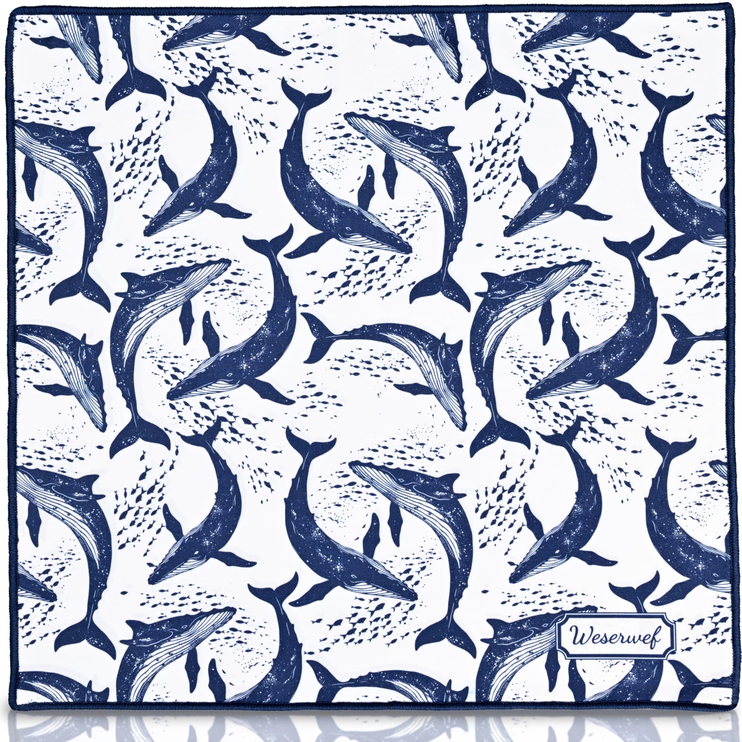 WESERWEF Design Microfiber Glasses Cleaning Cloth – 12 x 12 in Ultra-Soft & Scratch-Free (Whales)