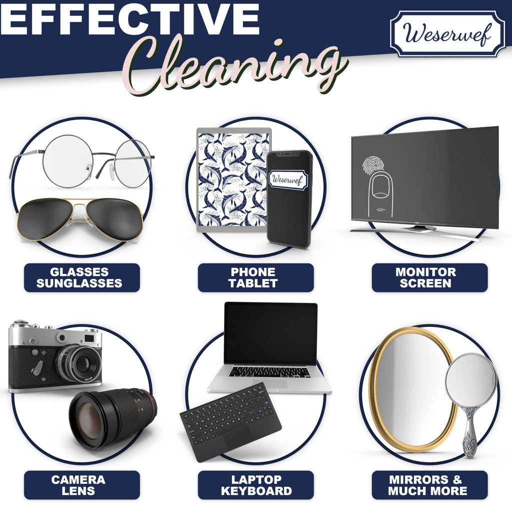 WESERWEF Design Microfiber Glasses Cleaning Cloth – 12 x 12 in Ultra-Soft & Scratch-Free (Whales)