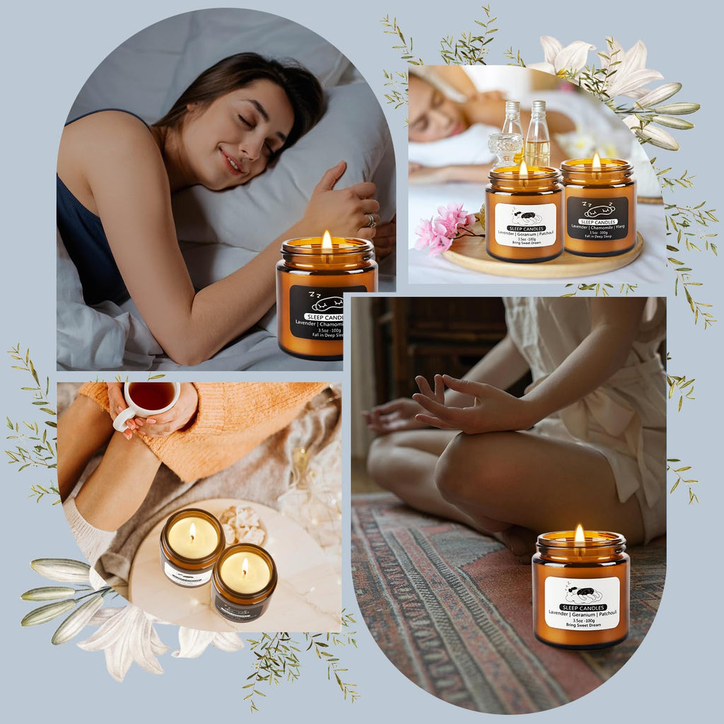 Wfmolcand 2 Pack Sleep Scented Candles - Sweet Dream & Deep Sleep