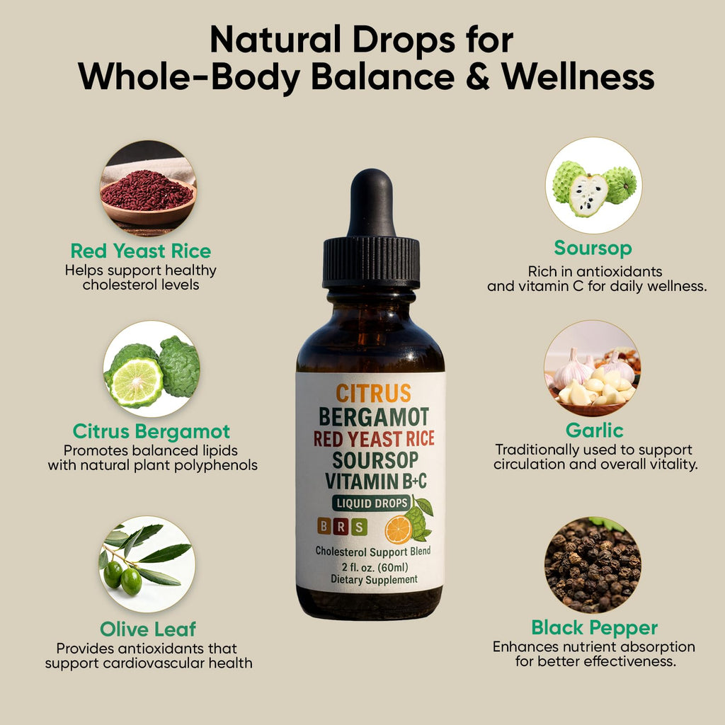 WHDEOW Citrus Bergamot Red Yeast Rice Drops - Heart & Immune Support