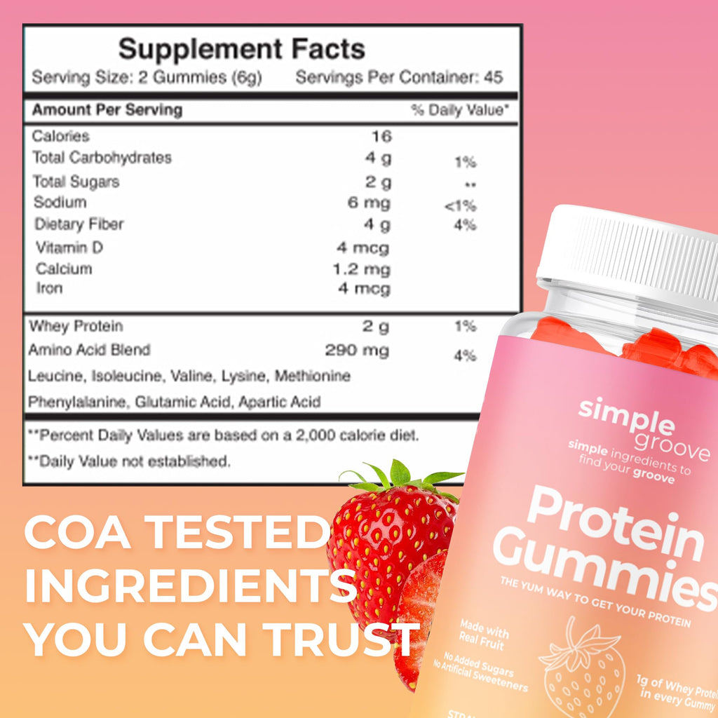 Simple Groove Protein Gummies - 1g Whey Protein per Gummy | 90 Count | Healthy Snacks
