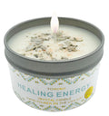 White Sage Candle with Sage Leaf, Himalayan Crystal Salt & Essential Oil | Healing Energy