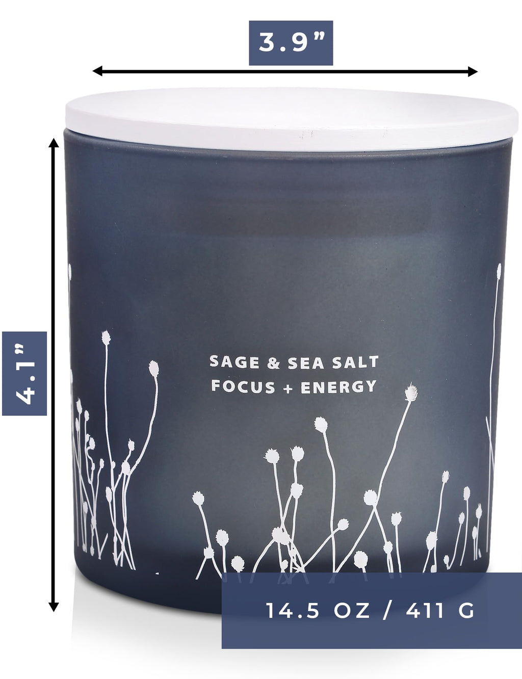 White Sage Sea Salt 3 Wick Candle – 14.5 oz Soy Candle for Cleansing & Aromatherapy