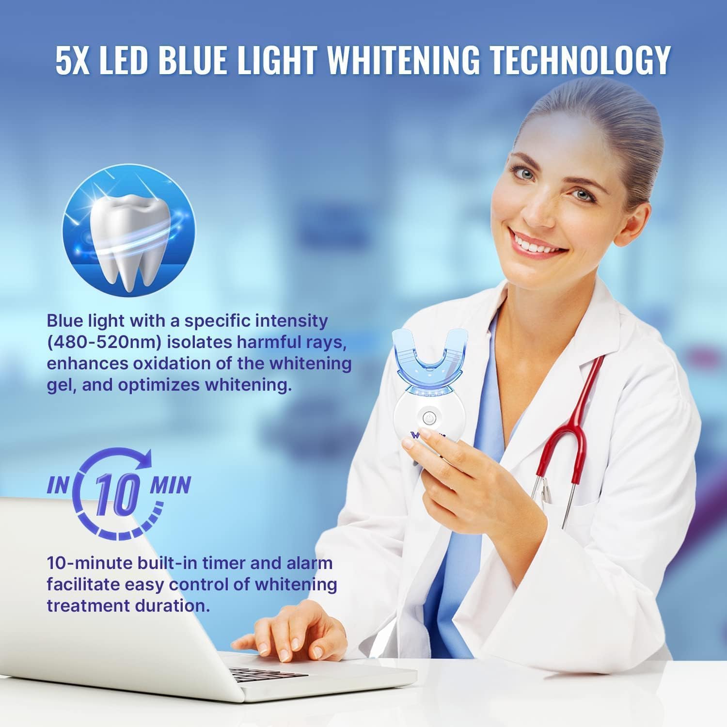 Whitebite Pro Teeth Whitening Kit – Sensitive Teeth, Enamel Safe, LED System
