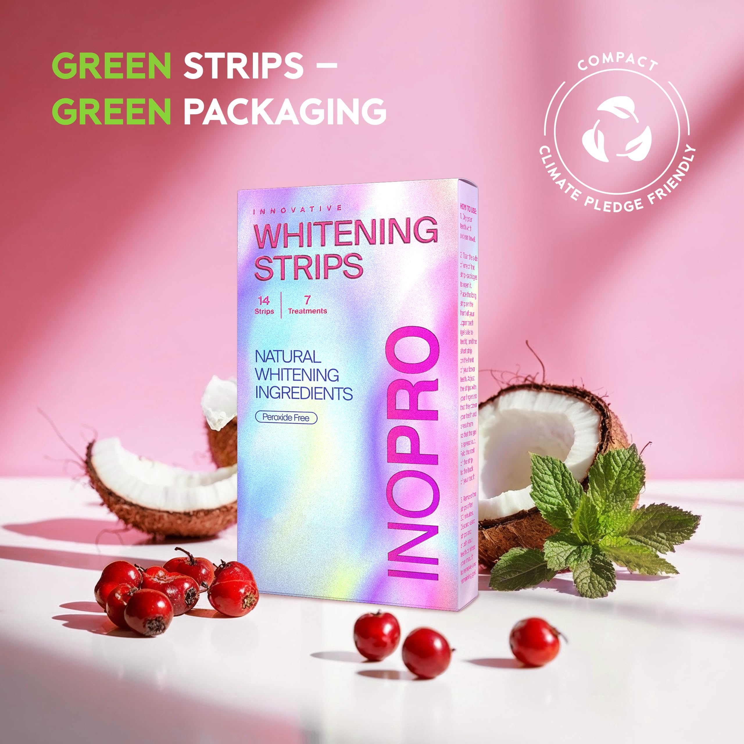 InoPro Teeth Whitening Strips Kit – 42 Strips, 21 Treatments, Peroxide Free