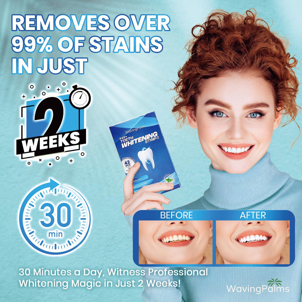 Professional Whitening Strips for Sensitive Teeth - Hydrogen Peroxide-Free Mint (42 Count)
