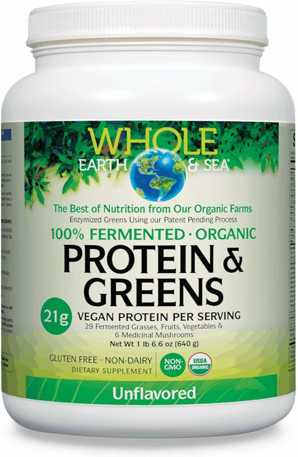 Whole Earth & Sea Organic Fermented Protein & Greens, Unflavored, 1 lb 9 oz | Natural Factors