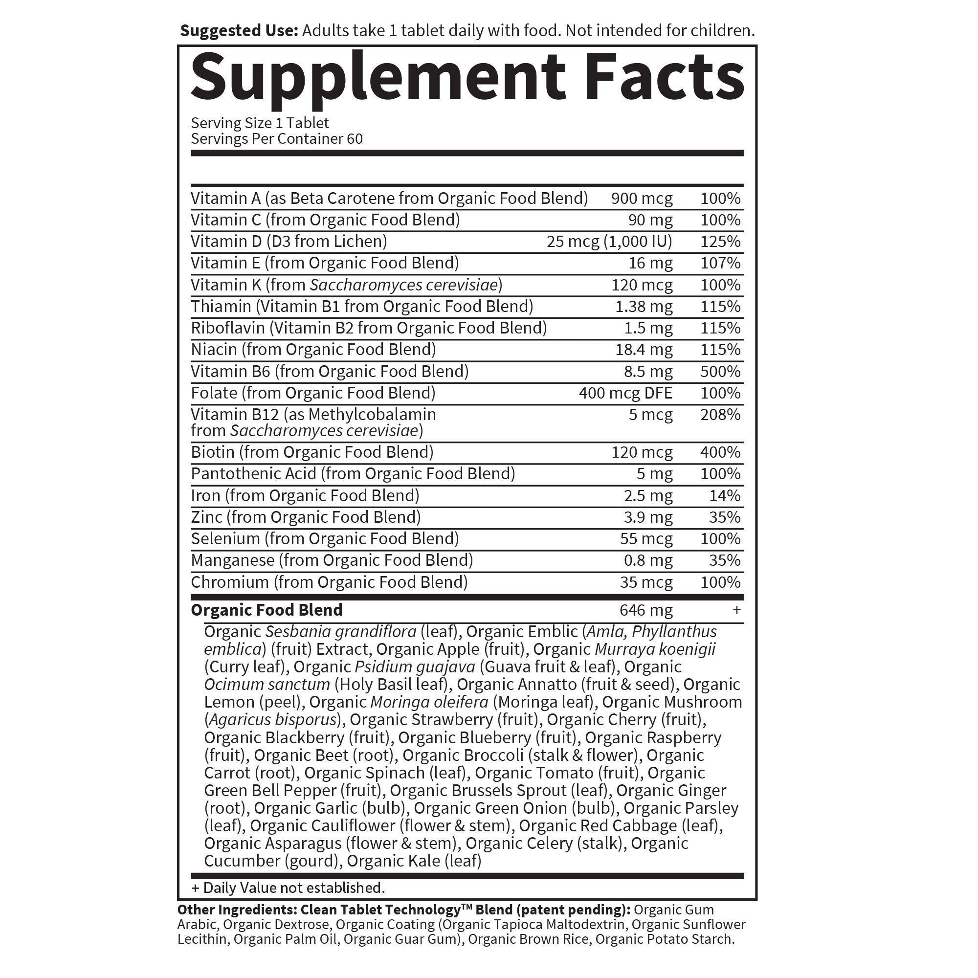 Garden of Life Organics Women’s Multivitamin – One Daily, Organic, Vegan (Iron 2.5mg) 60 Tablets