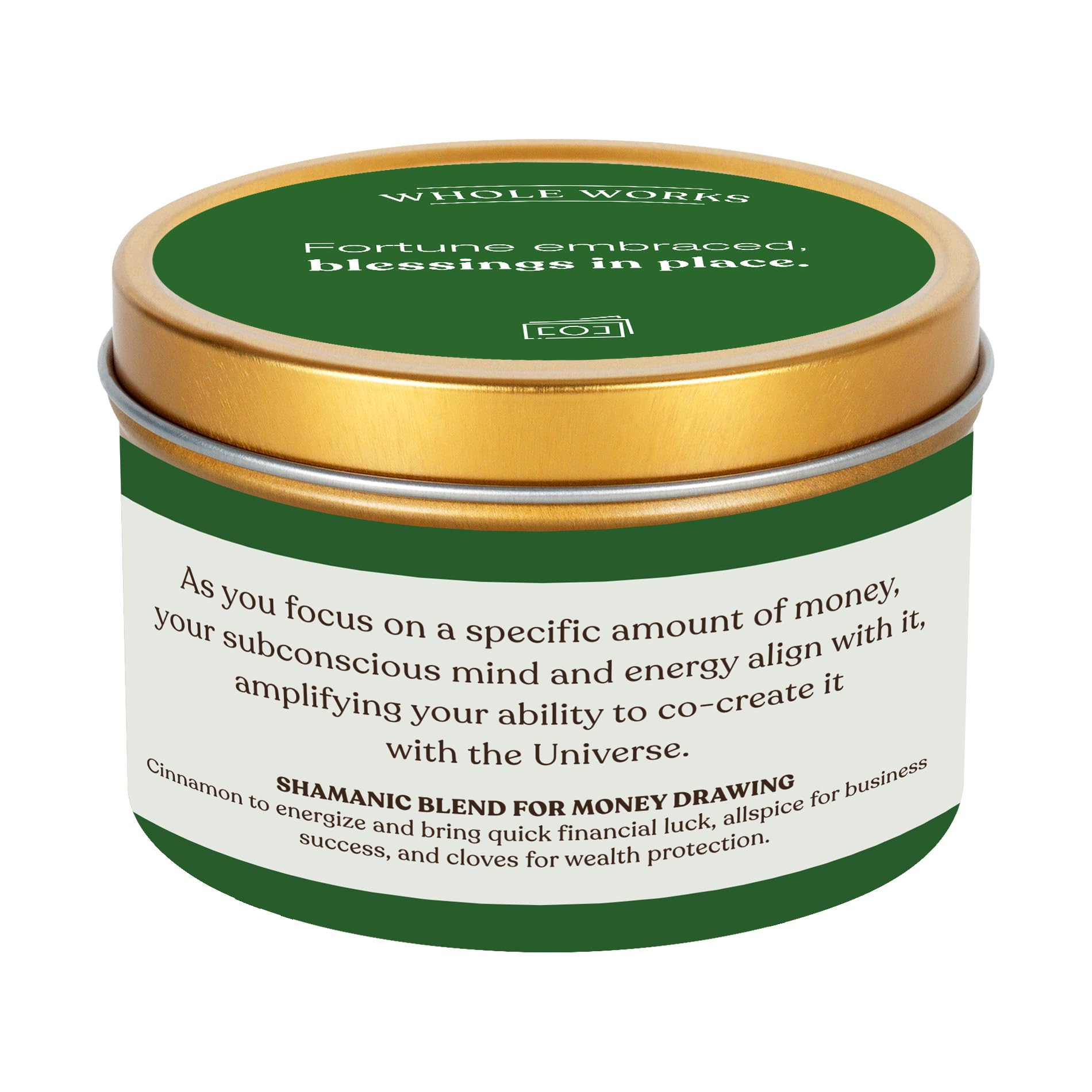 Whole Works Premium Candle for Energy Cleansing – 6oz Money Sage Soy Wax, Cotton Wick