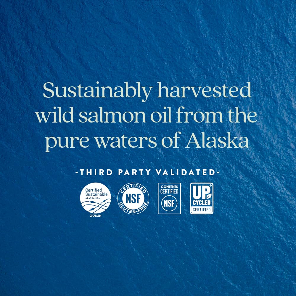 New Chapter Wholemega Fish Oil – 2000mg per Serving, Wild Alaskan Salmon Oil + Vitamin D3, 60 Softgels
