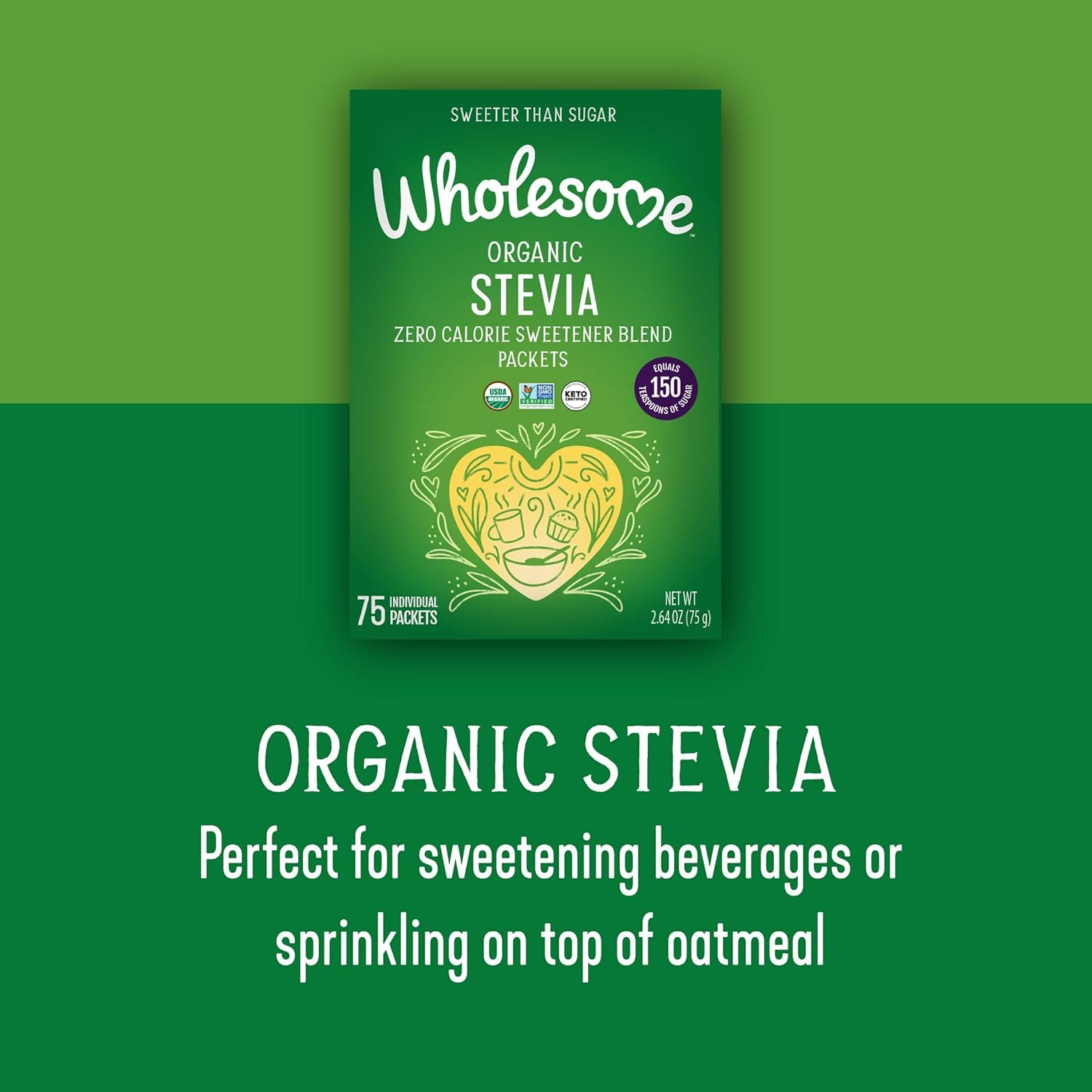 Wholesome! Organic Stevia - 75 Packets | Natural Zero-Calorie Sweetener