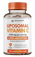 Wholesome Wellness Liposomal Vitamin C - 200 Capsules, 1500mg | High Absorption