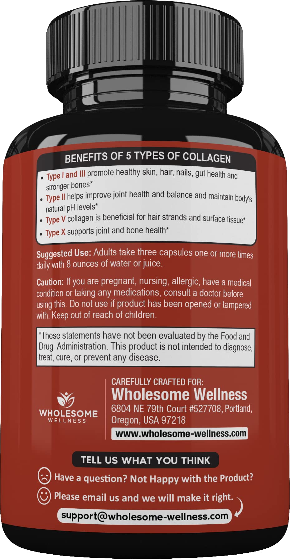 Wholesome Wellness Multi-Collagen Pills – 5 Types I-V, Organic Herbs