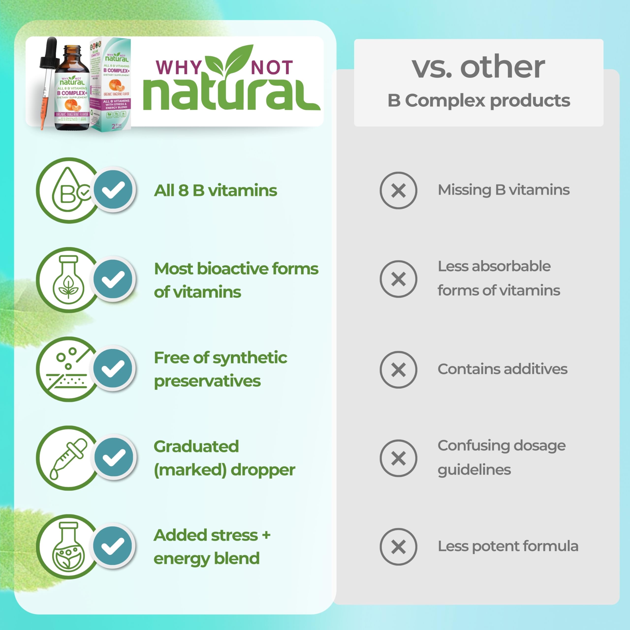 Why Not Natural Vitamin B Complex Liquid Drops | Vegan Sublingual B Vitamins for Women