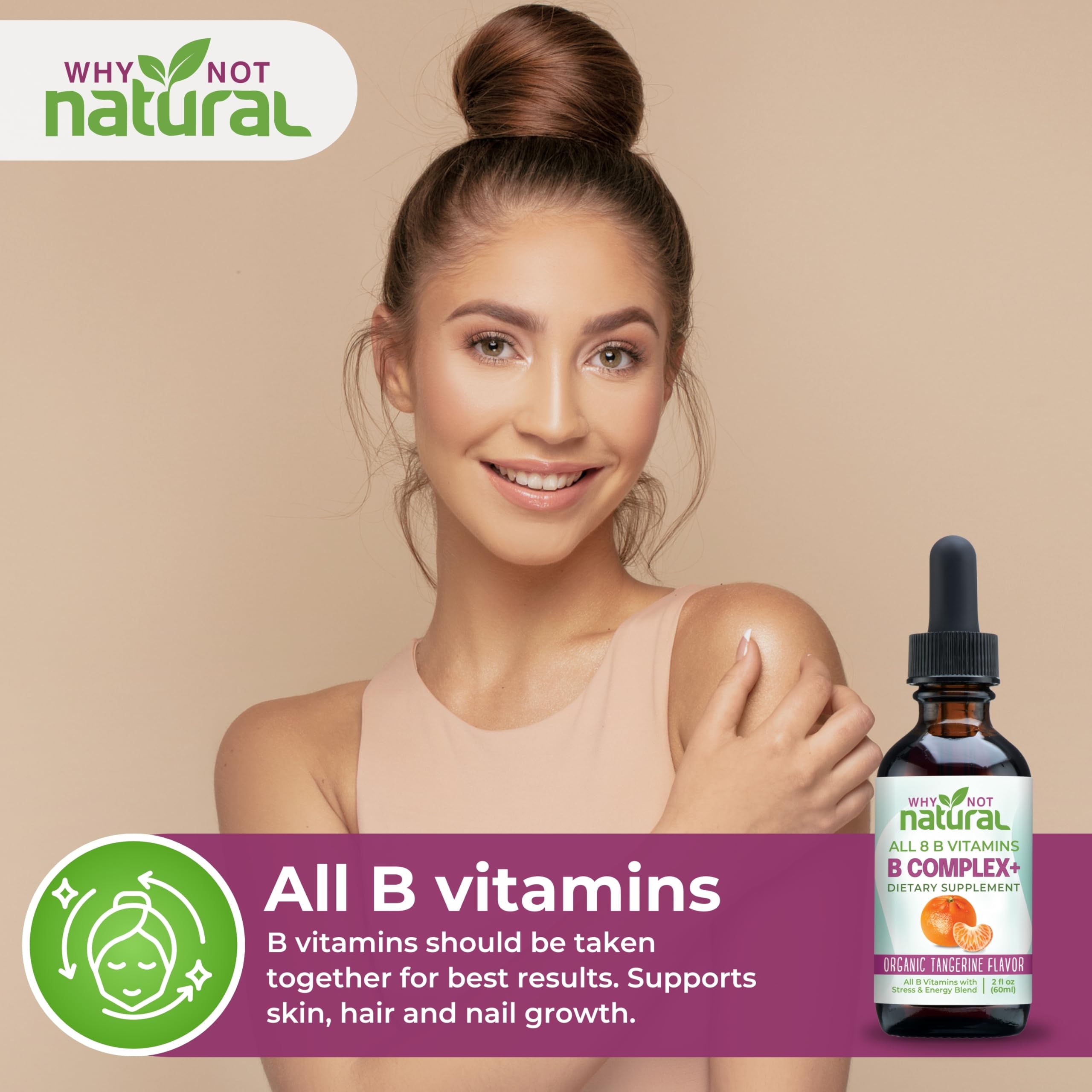 Why Not Natural Vitamin B Complex Liquid Drops | Vegan Sublingual B Vitamins for Women