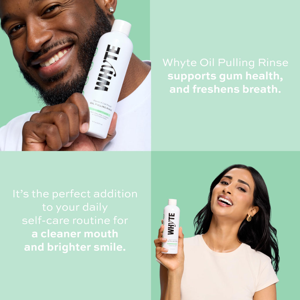 Whyte Coconut Oil Pulling Mouthwash – Teeth Whitening & Gum Health (Spearmint)