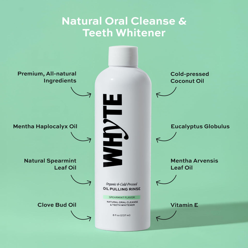 Whyte Coconut Oil Pulling Mouthwash – Teeth Whitening & Gum Health (Spearmint)