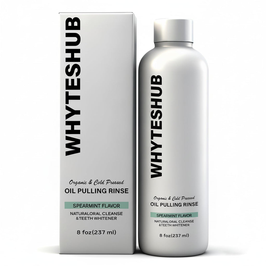Whyteshub Spearmint Oil Pulling Rinse – Organic Coconut Oil Mouthwash (8 oz)