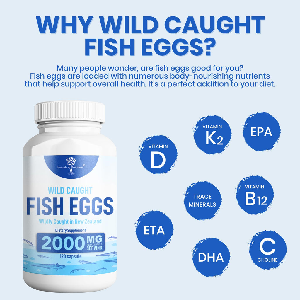Wild Caught Fish Eggs 2,000mg – Omega-3-6-9 for Eye, Brain & Immunity