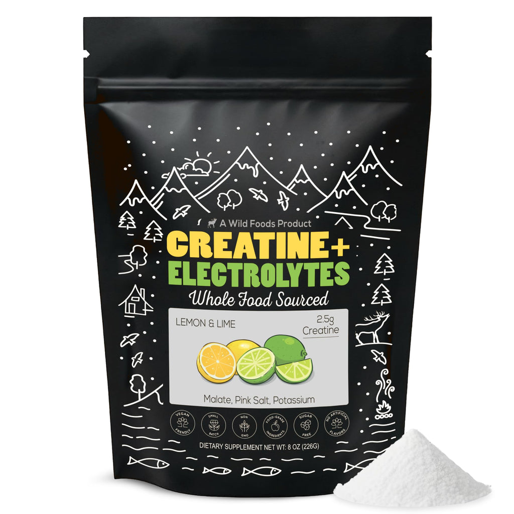 Wild Foods Creatine + Electrolytes Powder – Lemon & Lime (8 oz, 30 Servings) | 2.5 g Creatine