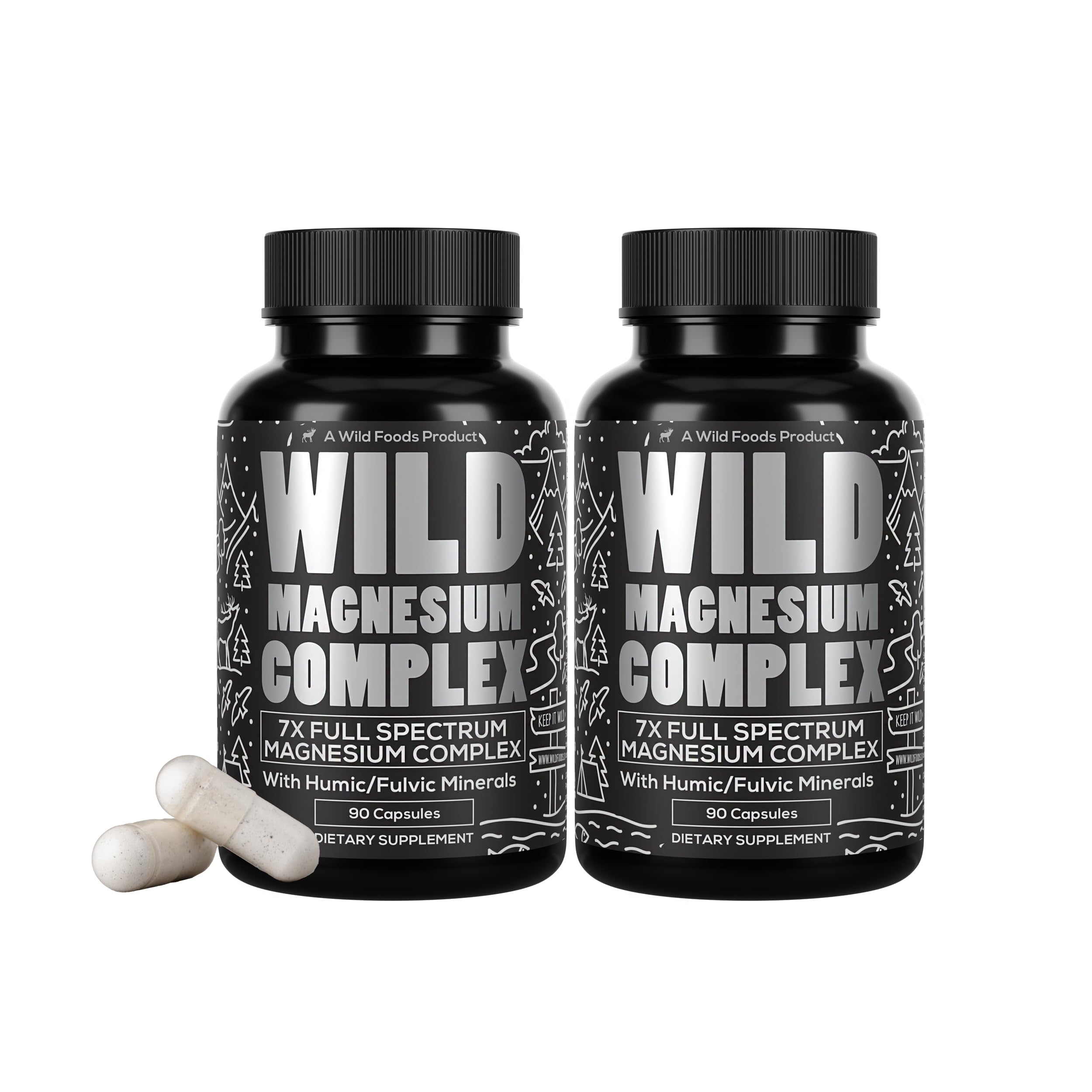 Wild Foods Wild Magnesium Complex – 7 Forms in One, 450 mg per Capsule, 90 Capsules (Pack of 2)