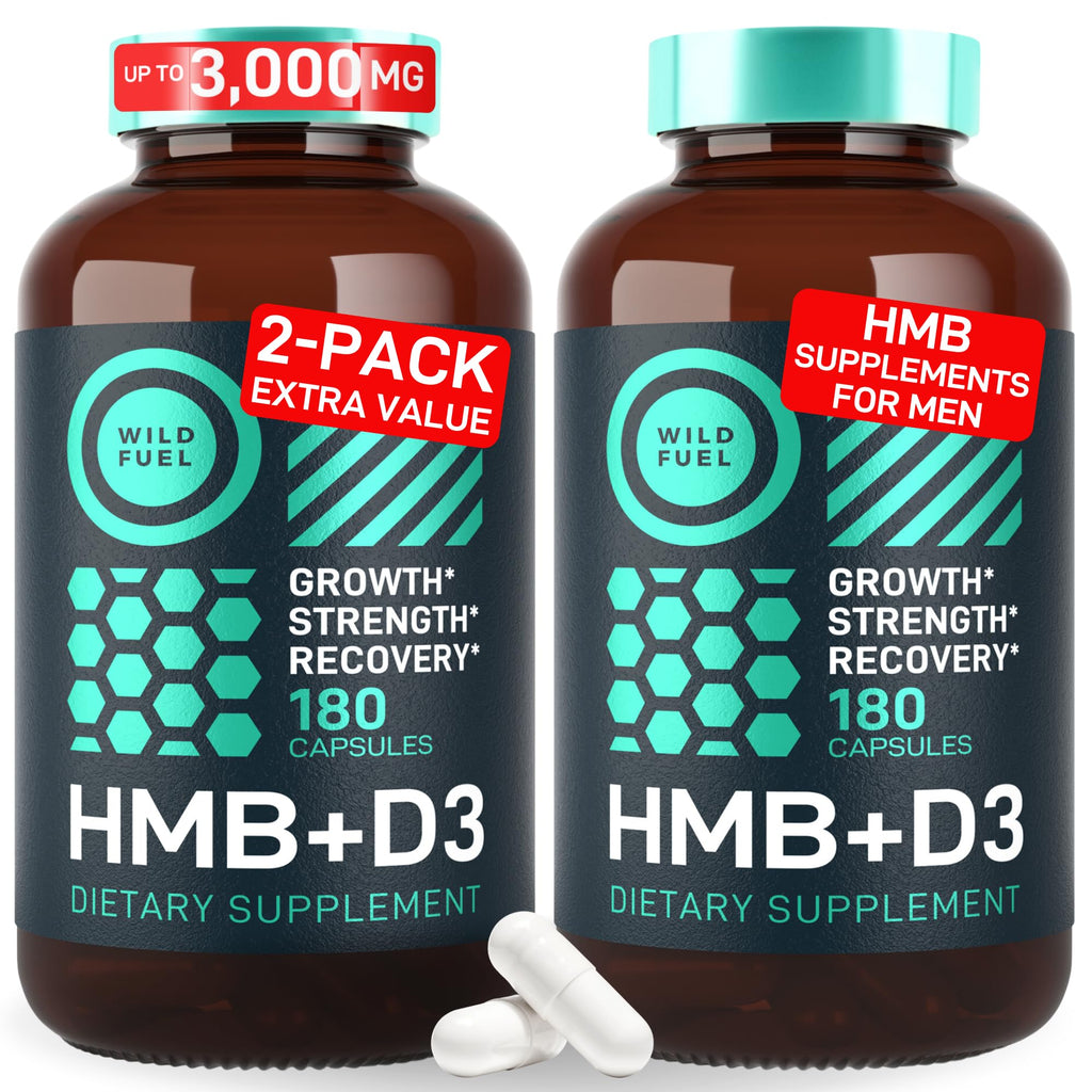 WILD FUEL HMB + Vitamin D3 Capsules – 360 Caps, 1,000–3,000 mg HMB