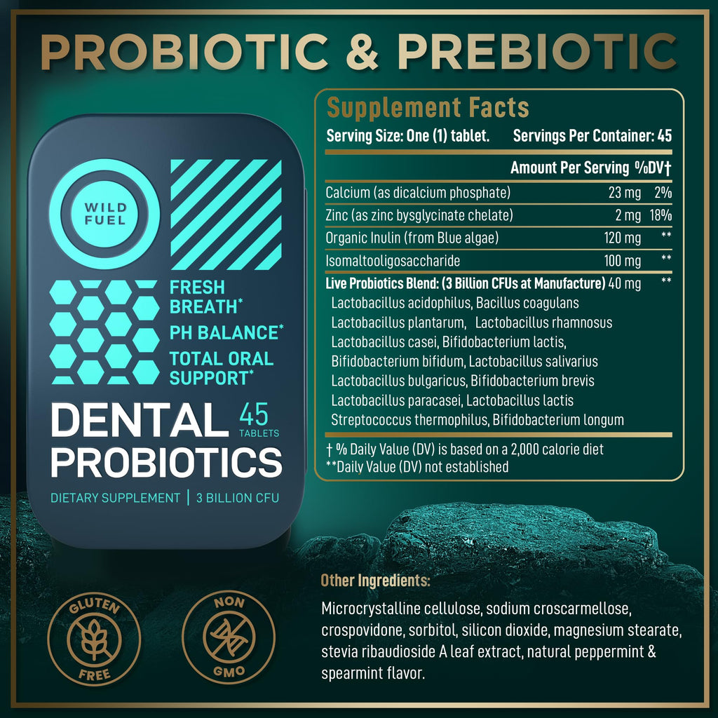 WILD FUEL Oral Probiotics for Teeth – 3B CFU K12 & L. paracasei, Salivarius Mints