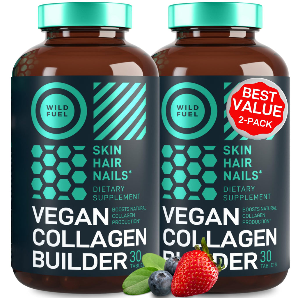 WILD FUEL Vegan Collagen Booster Tablets — Cruelty-Free Plant-Based Support for Skin, Hair & Nails (2-Pack)