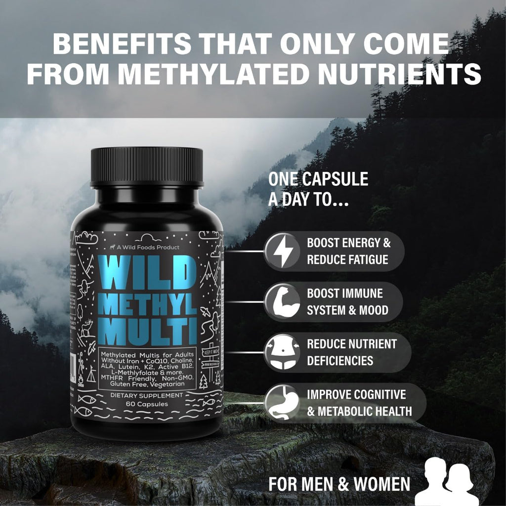 Wild Methylated Multivitamin for Women & Men – MTHFR, B12 & Folate | 60 Capsules