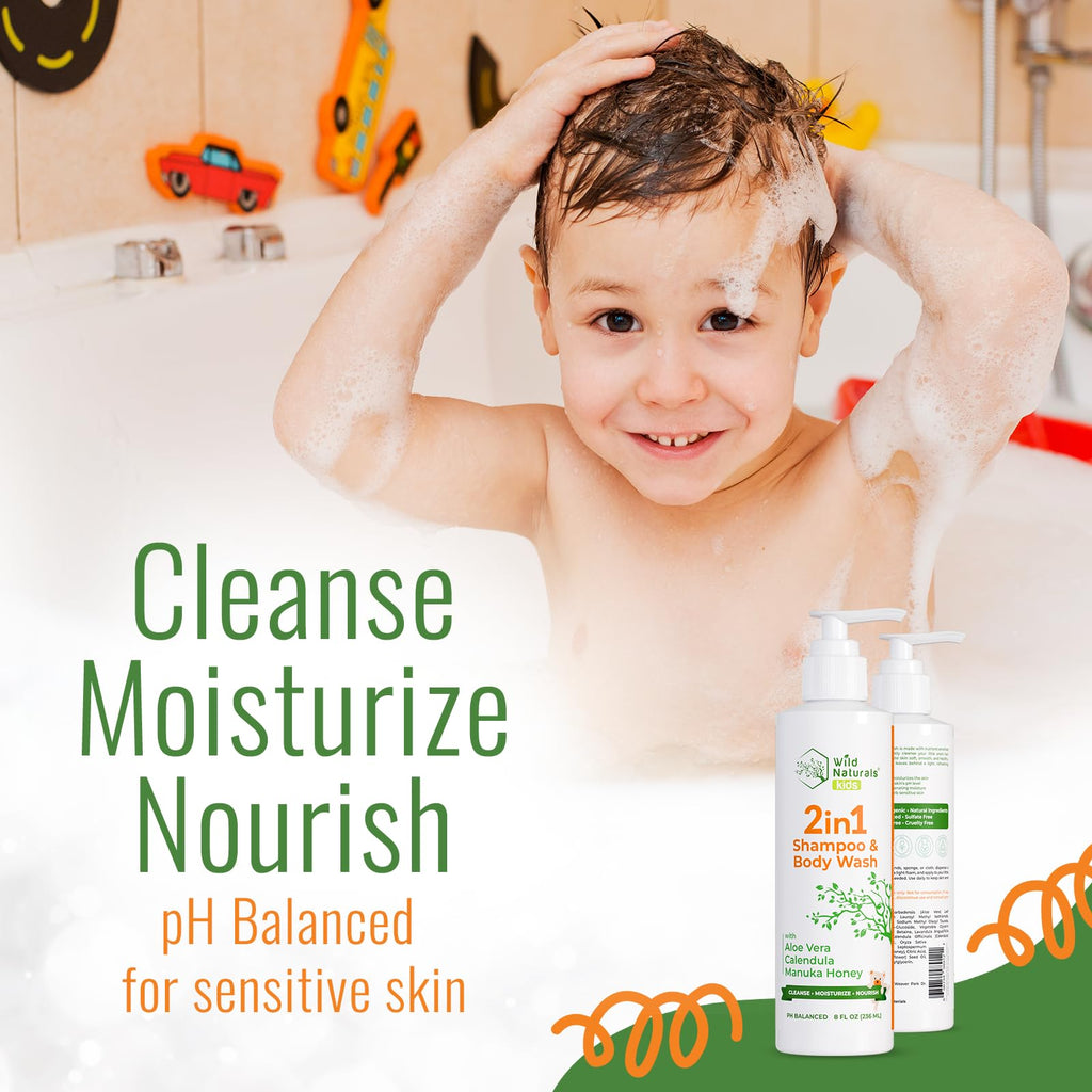 Wild Naturals Baby Eczema Shampoo & Body Wash – Gentle, Tear-Free & Hypoallergenic
