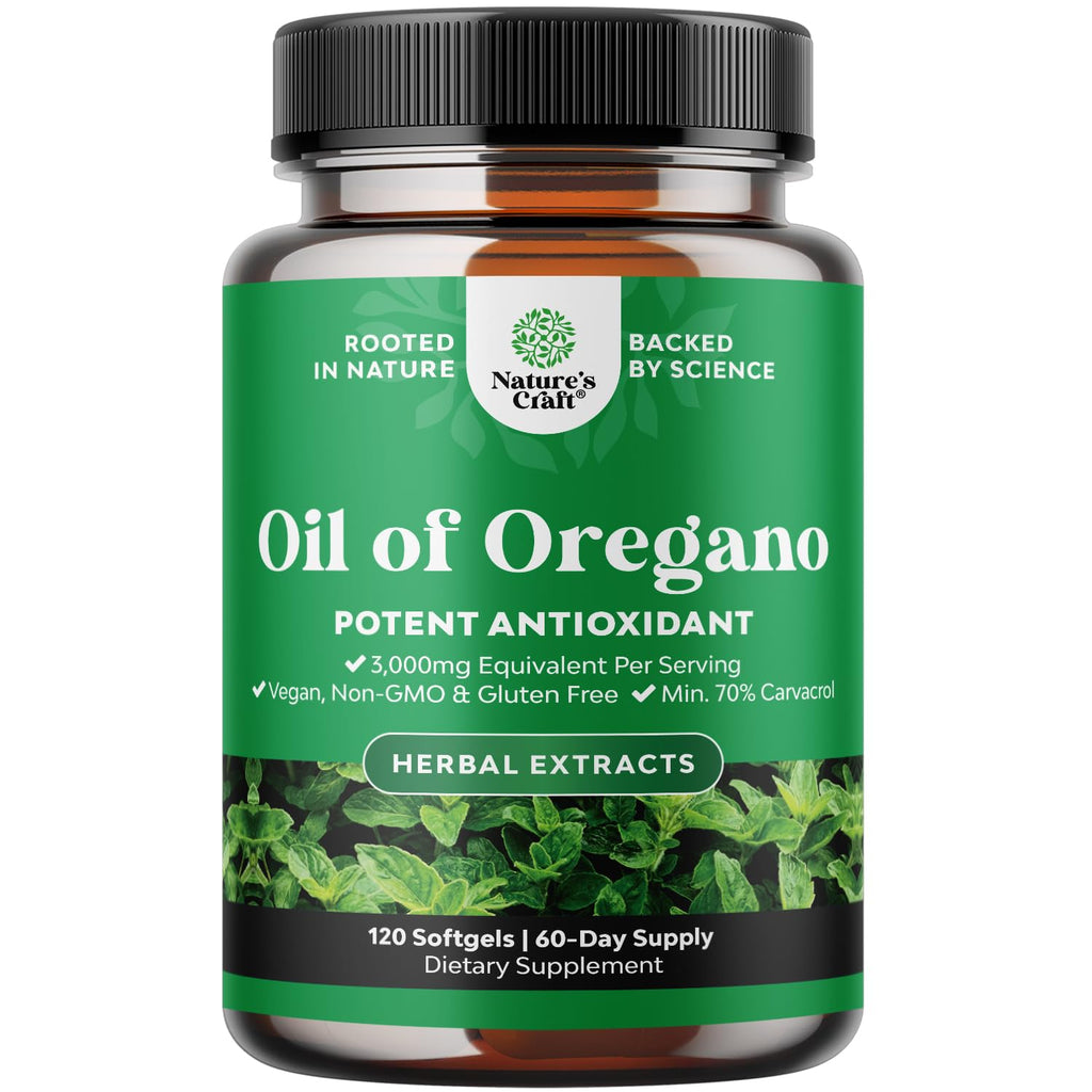 Wild Oregano Oil Softgels 70% Carvacrol | Digestive & Immune Support - 120 Ct