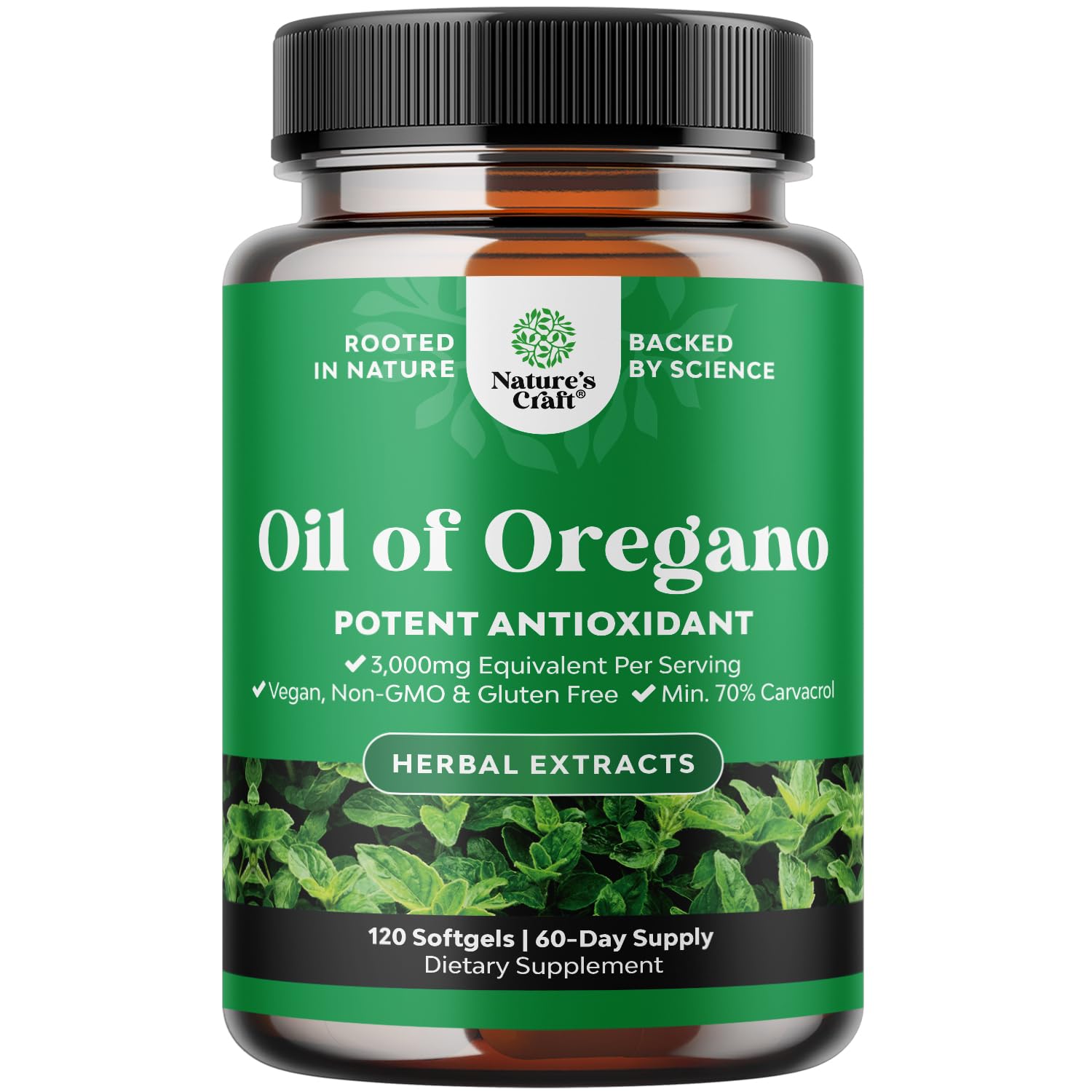 Wild Oregano Oil Softgels 70% Carvacrol | Digestive & Immune Support - 120 Ct