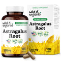 Wild & Organic Astragalus Capsules 1200 mg - Immune Support - Vegan, Non-GMO, No Fillers | 180 Count Pack of 1