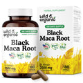 Wild & Organic Black Maca Root Capsules – 500 mg, 180 Count – Vegan, Non-GMO
