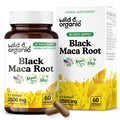 Wild & Organic Black Maca Root Capsules 500 mg – 60 Veg Caps, Non-GMO, Gluten-Free