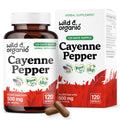 Wild & Organic Cayenne Pepper Capsules 500 mg - Digestive Support - Vegan, Non-GMO