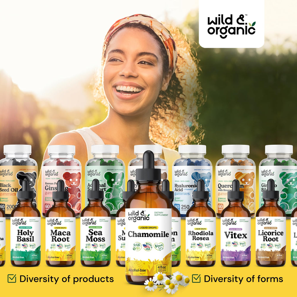 Wild & Organic Chamomile Tincture – Calming Relaxation, Vegan & Alcohol-Free | 4 oz