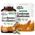 Wild & Organic Cordyceps Capsules 1200 mg – Immune Support, Pure Mycelium Extract, Vegan, Non-GMO | 180 Count