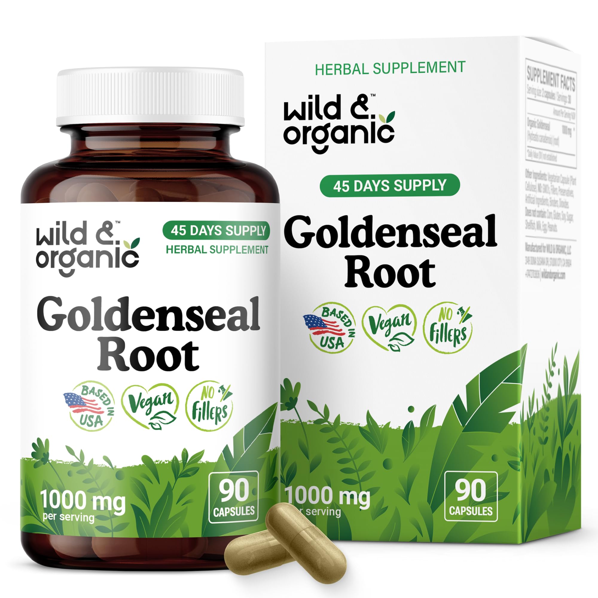 Wild & Organic Goldenseal Root Capsules 1000mg – Immune & Lung Support