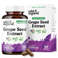 Wild & Organic Grape Seed Extract Capsules - 20,000 mg Strength Grapeseed Extract Equivalent - 95% Polyphenols - 400 mg per Serving - 120 Vegan Capsules - 4 Month Supply - Non-GMO