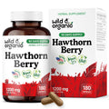 Wild & Organic Hawthorn Berry Capsules 1200 mg - 180 Count | Vegan, Non-GMO