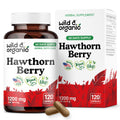 Wild & Organic Hawthorn Berry Capsules 1200 mg - 60-Day Vegan, Non-GMO | 120 Count