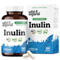 Wild & Organic Inulin Capsules 1400 mg – Vegan Prebiotic Fiber (Chicory Root) – 180 Capsules