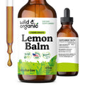 Wild & Organic Lemon Balm Tincture – Mood Support, Melissa Leaf Extract Drops, Vegan, Sugar & Alcohol-Free, 4 fl oz