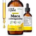 Wild & Organic Maca Ashwagandha Drops for Men and Women - Peruvian Maca Root & Ashwagandha Tincture - 2 fl oz