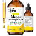 Wild & Organic Maca Root Ashwagandha Drops - 4 fl oz | Vegan, Sugar & Alcohol-Free Tincture for Men & Women
