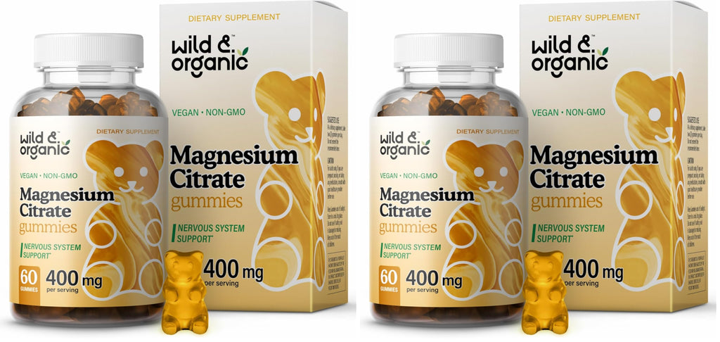Wild & Organic Magnesium Citrate Gummies 400 mg | Mood & Calm Support (Pack of 2)
