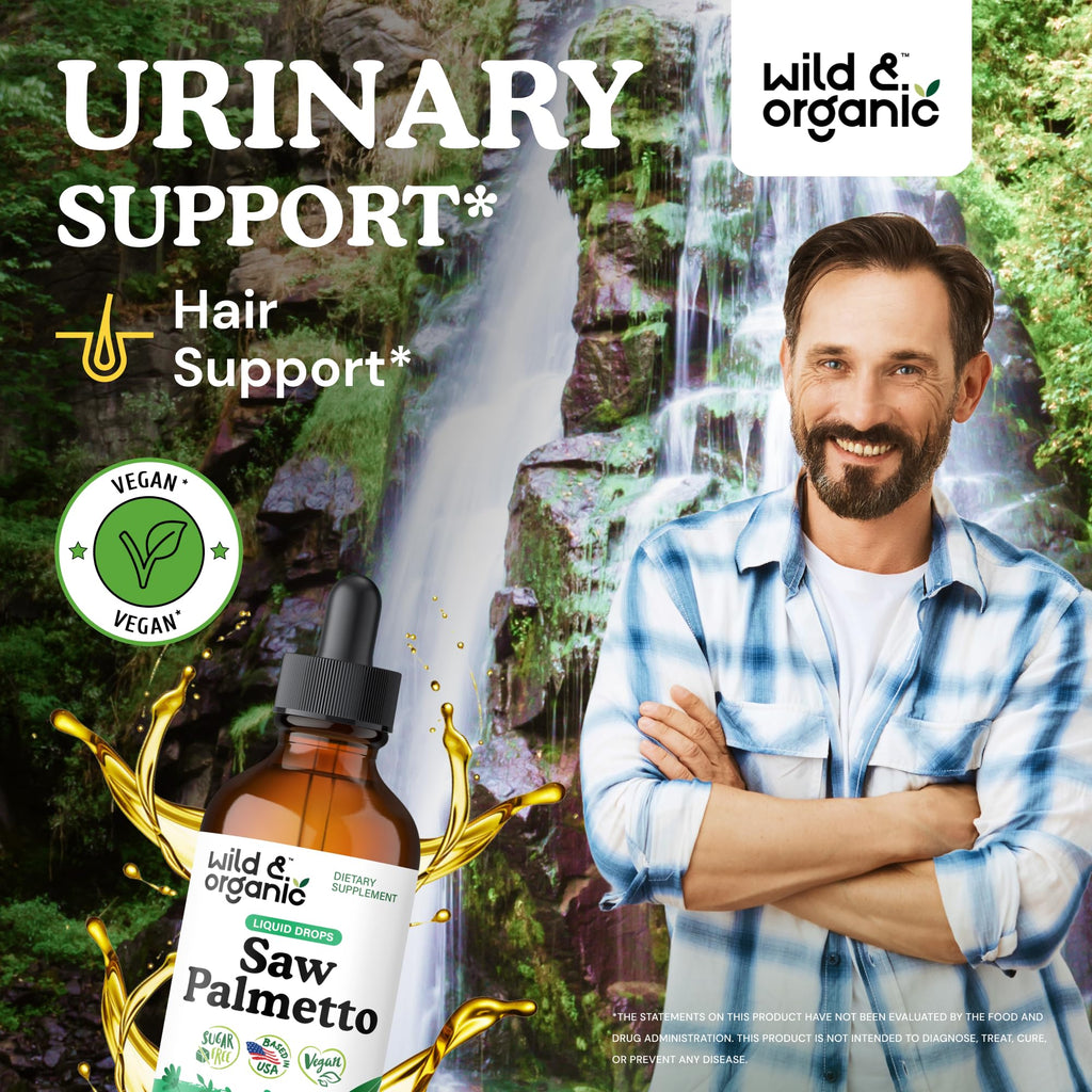 Wild & Organic Saw Palmetto Tincture - 4 fl oz | Vegan, Alcohol-Free, Sugar-Free Saw Palmetto Extract