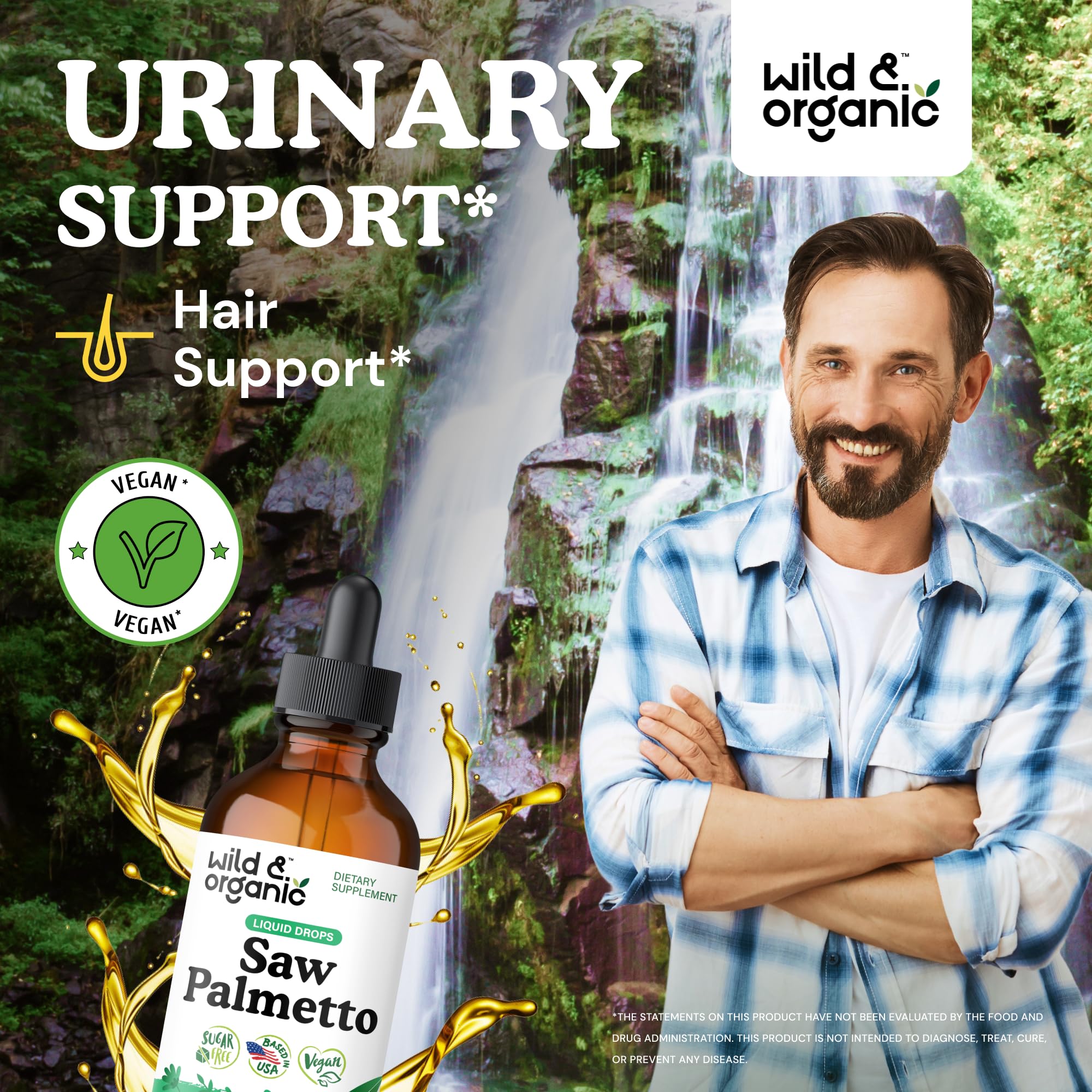 Wild & Organic Saw Palmetto Tincture - 4 fl oz | Vegan, Alcohol-Free, Sugar-Free Saw Palmetto Extract